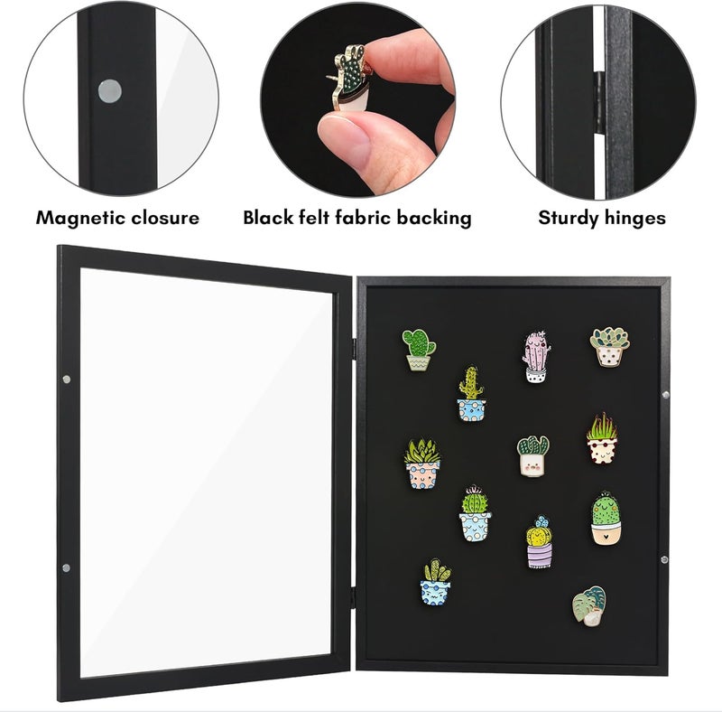 Americanflat 14x18 Pin Display Case - Ideal for Enamel Pins, Medals, Jewelry, Memorabilia - Silhouette Collection - Black Pin Collection Display with Polished Plexiglass for Wall Decor - Image 4